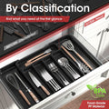 Aujen Expandable Silverware Organizer Kitchen Drawer Tray Black Medium by Deal US