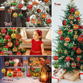 gisgfim 16 Pc Christmas Wooden Ornaments Set Red Green Gold Balls by Deal US
