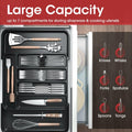 Aujen Expandable Silverware Organizer Kitchen Drawer Tray Black Medium by Deal US