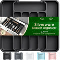 Aujen Expandable Silverware Organizer Kitchen Drawer Tray Black Medium by Deal US