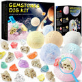 Hiawbon Gemstones Dig Kit 6 Planets 12 Skulls 18 Gems Space Kit by Deal US