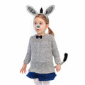 JIALWEN Donkey Costume Set Ears Nose Tail Bowtie Animal Kit Gray One Size by Deal US
