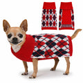 KCFESTIHUE Dog Sweater Plaid Knit Turtleneck Pullover Red Blue Size XS by Deal US