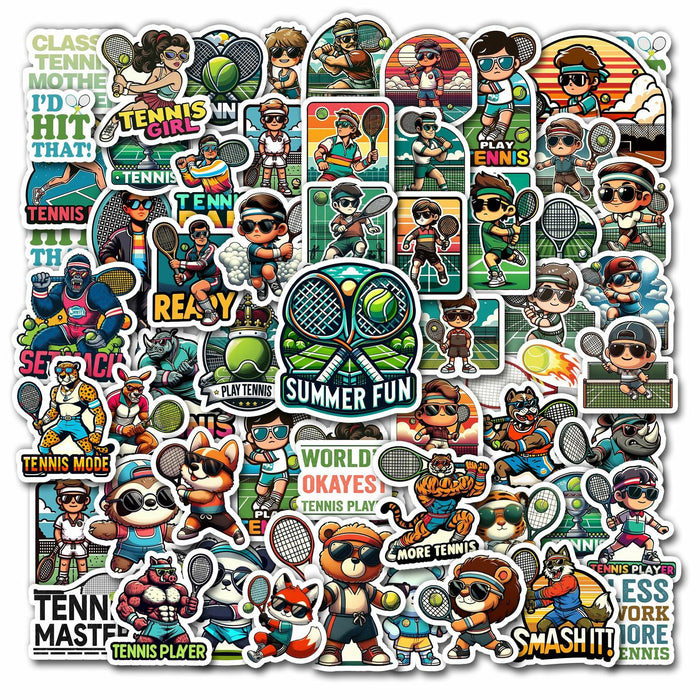BIGZORO Tennis Stickers Waterproof Vinyl Decals 50 PCS Cartoon Sport by Deal US