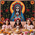 Pardi Day of the Dead Backdrop Banner Floral Black Red Mexican Fiesta Decor by Deal US