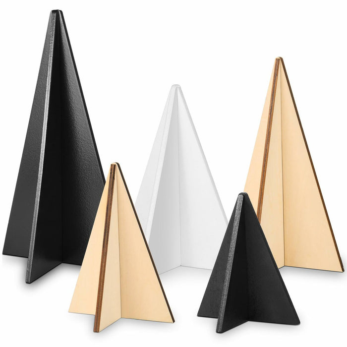 WHQXFDZ 5pcs Wooden Christmas Tree Decor Farmhouse Ornaments Black White by Deal US