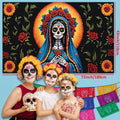 Pardi Day of the Dead Backdrop Banner Floral Black Red Mexican Fiesta Decor by Deal US