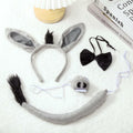 JIALWEN Donkey Costume Set Ears Nose Tail Bowtie Animal Kit Gray One Size by Deal US