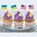 Foocal Cake Topper Flags Ukraine US Paper 1.3x1in 200pcs with Toothpicks by Deal US