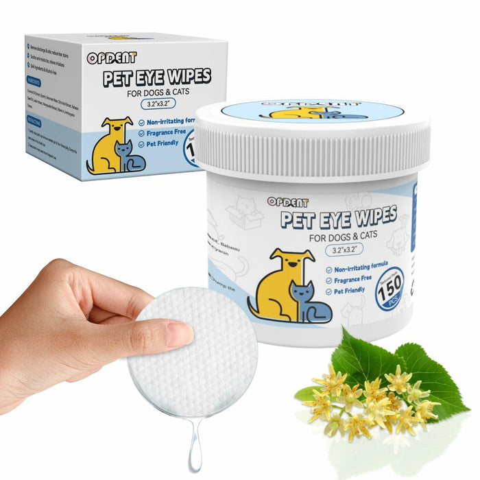 Opdent Dog Eye Wipes Tear Stain Remover 150pcs Extra Large 3.2" by Deal US