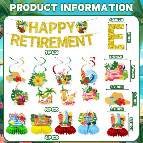 delaimastor Beach Retirement Party Decorations Banner Honeycomb Swirl 13pcs by Deal US