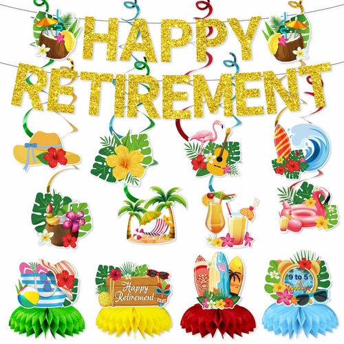 delaimastor Beach Retirement Party Decorations Banner Honeycomb Swirl 13pcs by Deal US