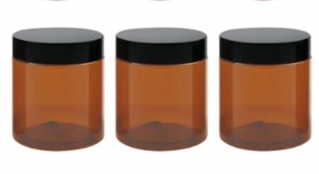 Caribbean Coastal Delights 8 OZ Amber Plastic Cosmetic Jars with Lids 3 Pack by Deal US