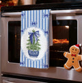 BNHJKFQZ Christmas Kitchen Towels Blue Stripes & Wreath 16x24 Set of 2 by Deal US