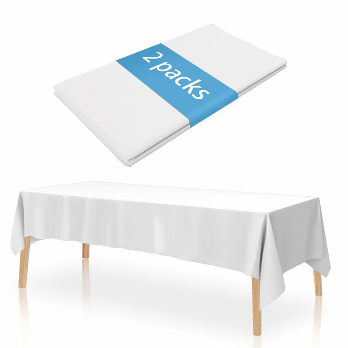 YOLCAR Disposable Tablecloths 108x54in PEVA White 2 Pack Classic Style by Deal US