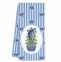 BNHJKFQZ Christmas Kitchen Towels Blue Stripes & Wreath 16x24 Set of 2 by Deal US