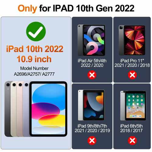 Temdan iPad Case 11th Gen 11"/10th Gen 10.9" 360° Stand Handle Strap Black by Deal US