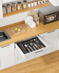 Kitsure Expandable Silverware Drawer Organizer 7Compartments Black 13.2x12.2x1.6 by Deal US