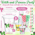 Baderke 150 Pack 12oz Pink Green Plastic Witch Princess Party Cups by Deal US