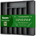 Kitsure Expandable Silverware Drawer Organizer 7Compartments Black 13.2x12.2x1.6 by Deal US