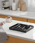 Kitsure Expandable Silverware Drawer Organizer 7Compartments Black 13.2x12.2x1.6 by Deal US
