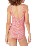 Amazon Essentials Women's One-Piece Coverage Swimsuit Pale Peach Micro Floral L by Deal US