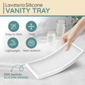 Lavatoria Silicone Countertop Tray 2 Piece Small Bathroom Vanity Organizer White by Deal US