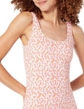 Amazon Essentials Women's One-Piece Coverage Swimsuit Pale Peach Micro Floral L by Deal US