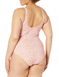 Amazon Essentials Women's One-Piece Coverage Swimsuit Pale Peach Micro Floral L by Deal US