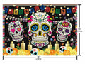 AIBIIN Day of The Dead Backdrop 7x5ft Red Black Mexican Sugar Skull by Deal US