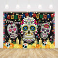 AIBIIN Day of The Dead Backdrop 7x5ft Red Black Mexican Sugar Skull by Deal US