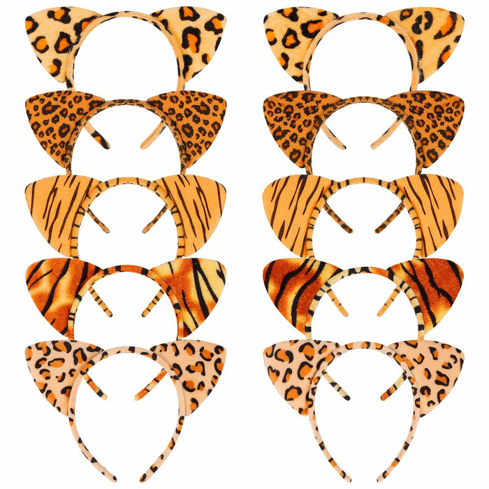 Aprince Cheetah Leopard Cat Ears Headband Color 04 1 Count Women Halloween by Deal US
