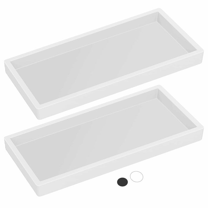 Lavatoria Silicone Countertop Tray 2 Piece Small Bathroom Vanity Organizer White by Deal US