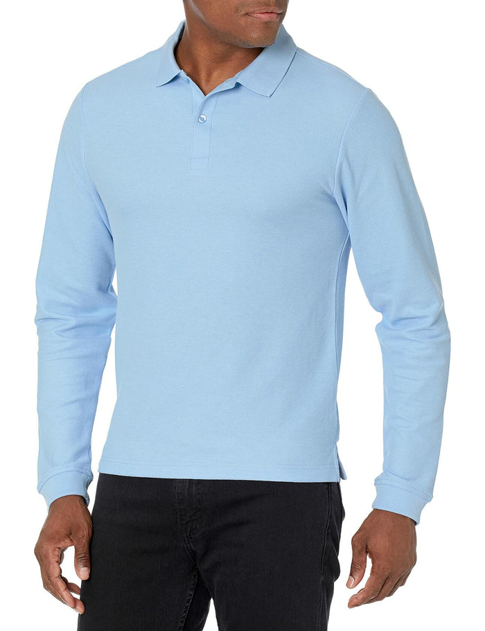 IZOD Mens Long Sleeve Pique Polo Shirt Light Blue Size 38-39 US by Deal US