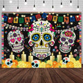 AIBIIN Day of The Dead Backdrop 7x5ft Red Black Mexican Sugar Skull by Deal US