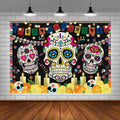 AIBIIN Day of The Dead Backdrop 7x5ft Red Black Mexican Sugar Skull by Deal US