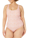 Amazon Essentials Women's One-Piece Coverage Swimsuit Pale Peach Micro Floral L by Deal US