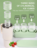 Ukulork Silicone Ice Cube Tray 3 Pcs Green Cylinder Mold 40Oz with Lid by Deal US