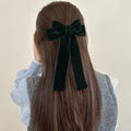Miroksh Velvet Ribbon Hair Bows Clips Dark Green 2pcs 5.5 Inch by Deal US