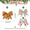 PEMIDA 12 Pcs Wave Stripe Christmas Bows 5 Inch Red Green Dots by Deal US