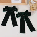 Miroksh Velvet Ribbon Hair Bows Clips Dark Green 2pcs 5.5 Inch by Deal US
