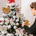 PEMIDA 12 Pcs Wave Stripe Christmas Bows 5 Inch Red Green Dots by Deal US