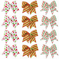 PEMIDA 12 Pcs Wave Stripe Christmas Bows 5 Inch Red Green Dots by Deal US