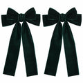 Miroksh Velvet Ribbon Hair Bows Clips Dark Green 2pcs 5.5 Inch by Deal US