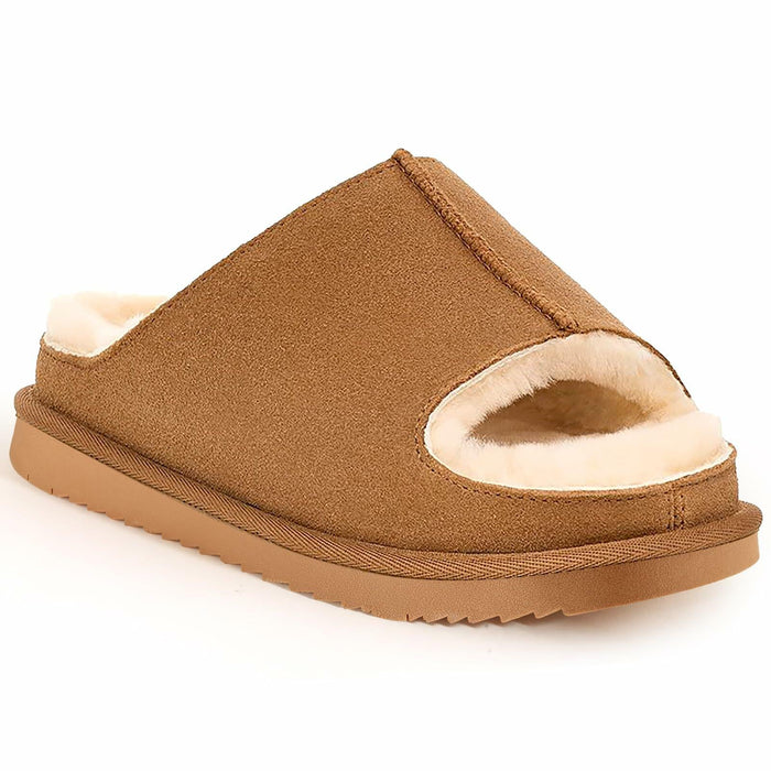 QXV Women's Slide Sandal Open-Toe Slip-On Brown Size 8 by Deal US