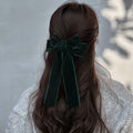 Miroksh Velvet Ribbon Hair Bows Clips Dark Green 2pcs 5.5 Inch by Deal US