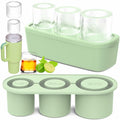 Ukulork Silicone Ice Cube Tray 3 Pcs Green Cylinder Mold 40Oz with Lid by Deal US