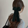 Miroksh Velvet Ribbon Hair Bows Clips Dark Green 2pcs 5.5 Inch by Deal US