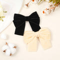 Aileam 2PCS Velvet Hair Bows Ribbon Clips Black Beige Alligator Clips by Deal US