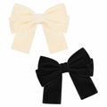Aileam 2PCS Velvet Hair Bows Ribbon Clips Black Beige Alligator Clips by Deal US